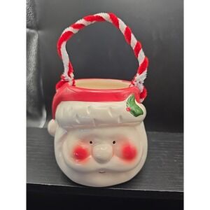 Royal Norfolk Santa Christmas Dish With HandleCeramic Red White 3" Tall